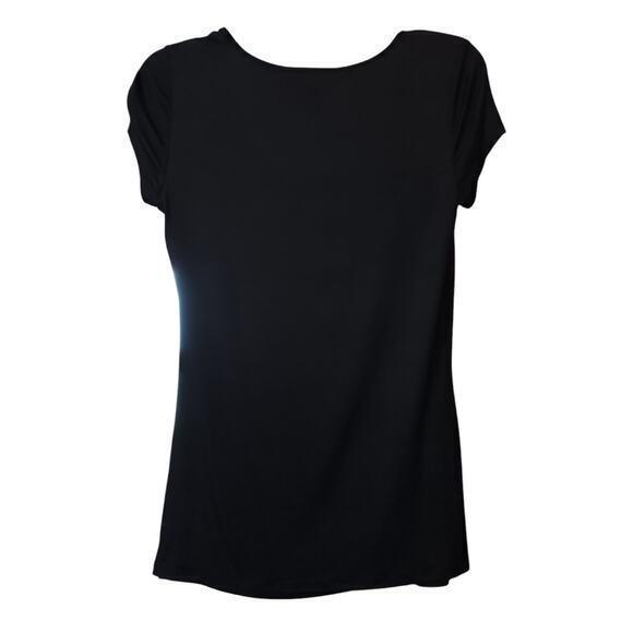 WHBM Beaded Top Shirt Size Small Stretchy Shiny Bling Art to Wear Black Silver - Picture 8 of 8